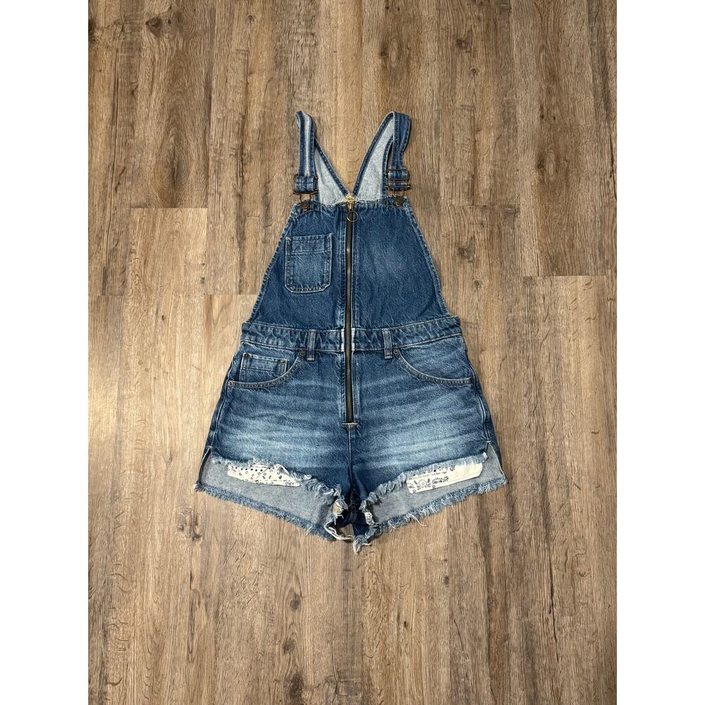Free People Women's Sunkissed Denim Short Overalls Size 6